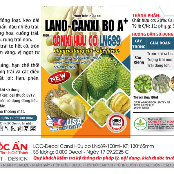 Alternative view of CANXI HỮU CƠ LN689 -100ML