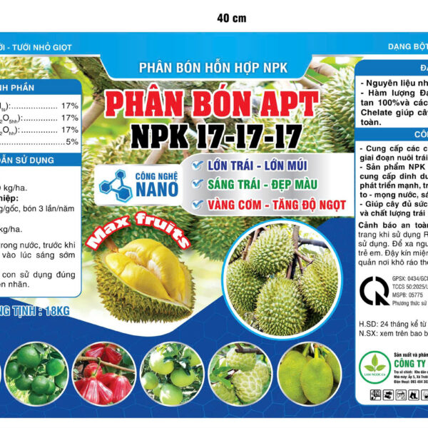 Alternative view of PHÂN BÓN APT NPK 17-17-17 (18KG)