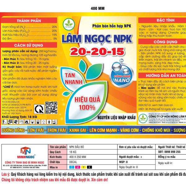 Alternative view of LÂM NGỌC NPK 20-20-15 - 18KG&2KG